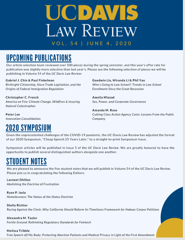UC Davis Law Review news School of Law