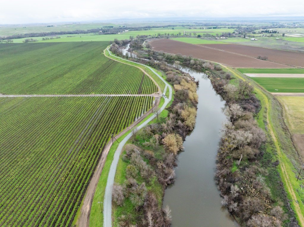 A drone photo shows a recharge project in Sacramento County.