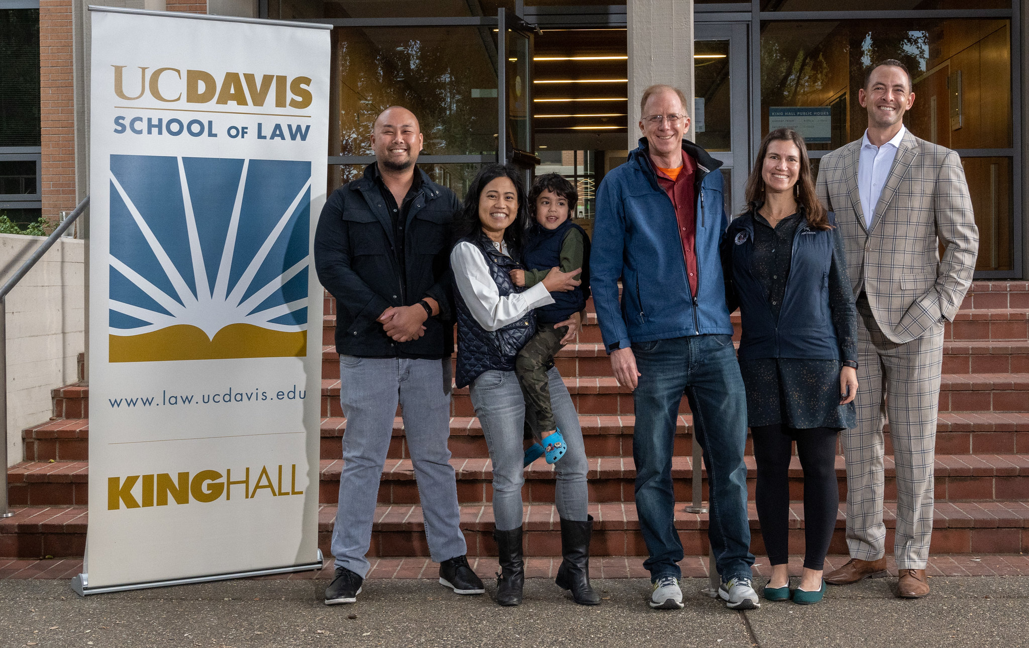 Members of UC Davis Law's Class of 2007 standing in front of King Hall.