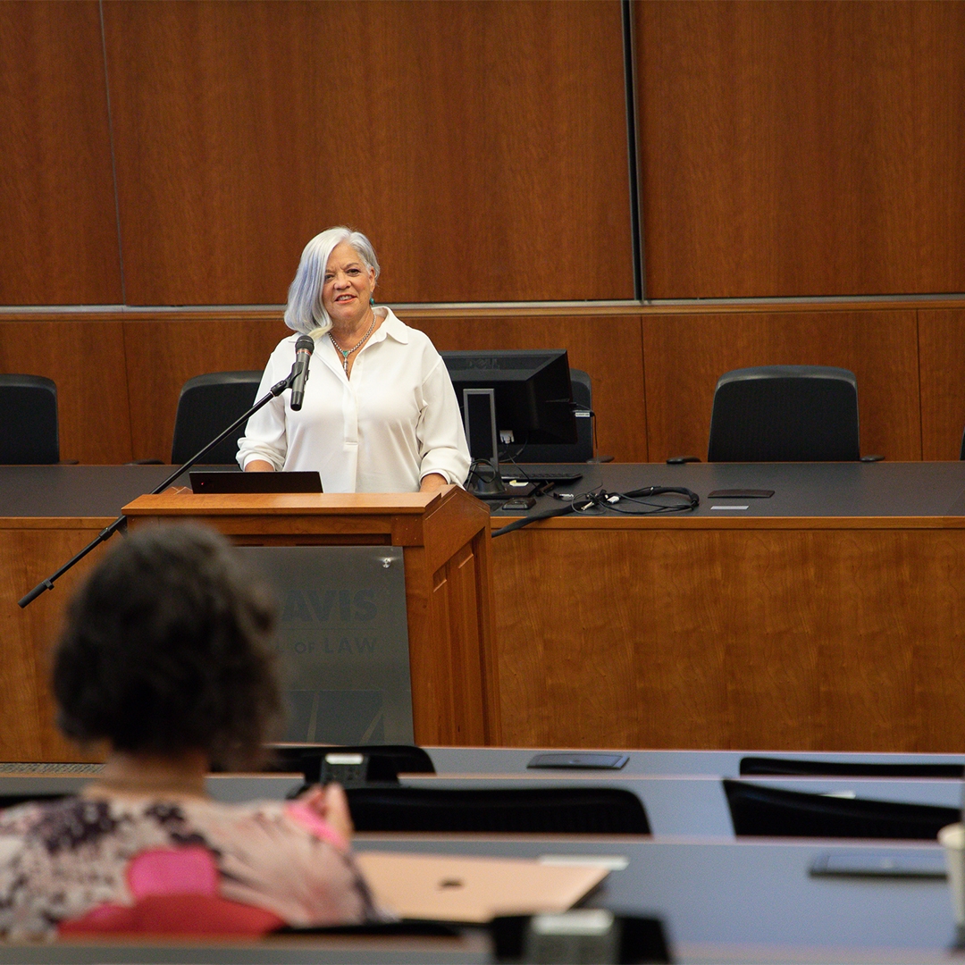 University of Hawai’i at Mānoa William S. Richardson School of Law Assistant Professor, Emile Loza de Siles, speaking at the podium.
