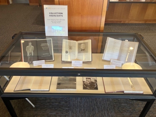 Library book display for Asian American, Native Hawaiian, and Pacific Islander Heritage Month
