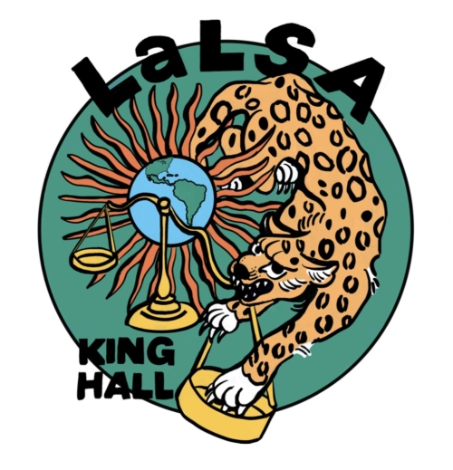 LaLSA's new logo depicting a jaguar among the scales of justice.